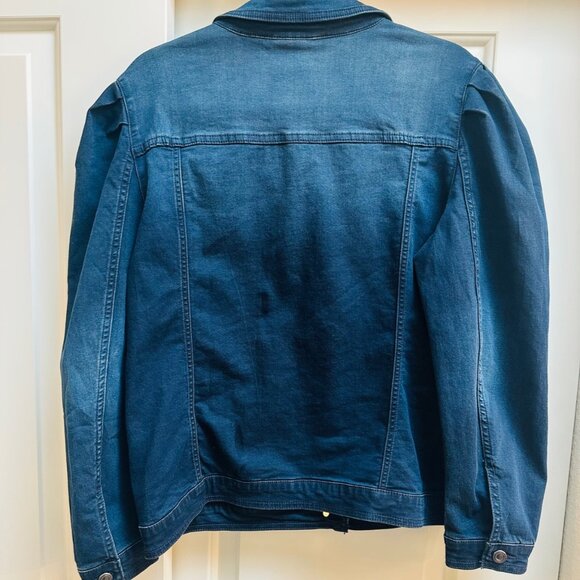DG2 by Diane Gilman Puff-Sleeve Denim Jacket – Women’s Large – Dark Indigo - Picture 2 of 4